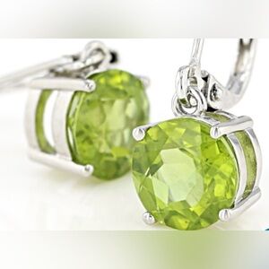 Green Peridot Sterling Silver Solitaire Drop Earrings